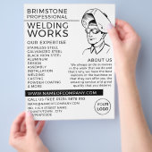 溶接機ポートレートスケッチ、金属作業者、溶接機 チラシ (手)