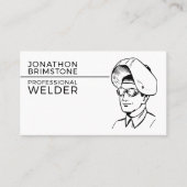 溶接機ポートレートスケッチ、金属作業者、溶接機 名刺 (正面)