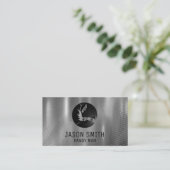 溶接機ロゴ |メタリックグレー背景 名刺 (スタンド正面)