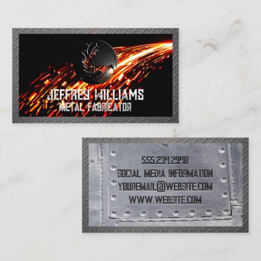 溶接機ロゴ |火花と金属 名刺 (正面/裏面)