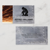 溶接機ロゴ | 金属リベット | 火花 名刺 (正面/裏面)