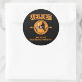 溶接機定義ステッおもしろいカー ラウンドシール (バッグ)