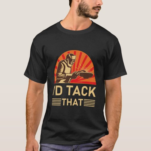 溶接機男性へデザインおもしろい溶接私はタックする Tシャツ (正面)