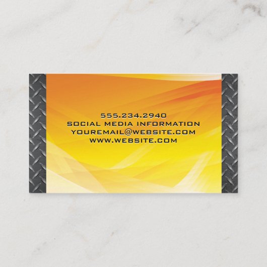 溶接機 | めっき鋼 | 火の背景 名刺 (裏面)