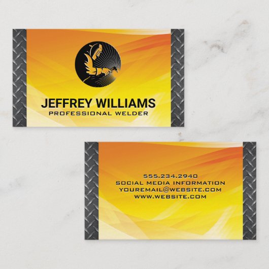 溶接機 | めっき鋼 | 火の背景 名刺 (正面/裏面)