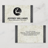 溶接機 | グランジ | ダイヤモンドメッキ鋼 名刺 (正面/裏面)