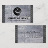 溶接機 | 金属リベット | ダイヤモンドメッキ鋼 名刺 (正面/裏面)