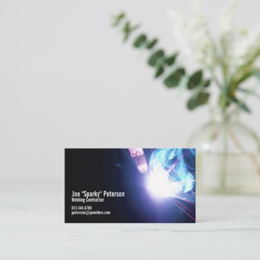 溶接火花の青 名刺 (スタンド正面)