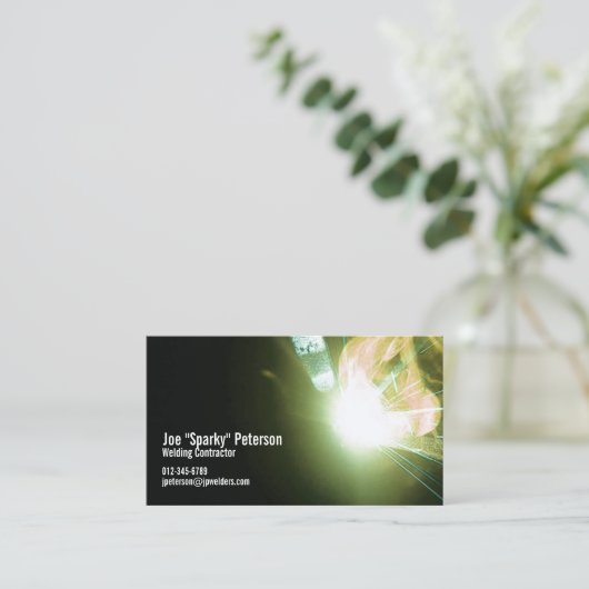 溶接火花グリーン 名刺 (スタンド正面)