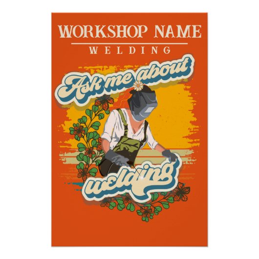 溶接皮肉ことわざガールカスタムワークショップ名 ポスター (正面)