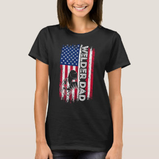 溶接職人のパパ アメリカ国旗 ウェルディング ダディ 父の日 Tシャツ