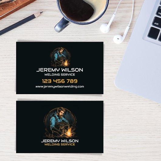 溶接金属溶接サービスのヴィンテージロゴ 名刺