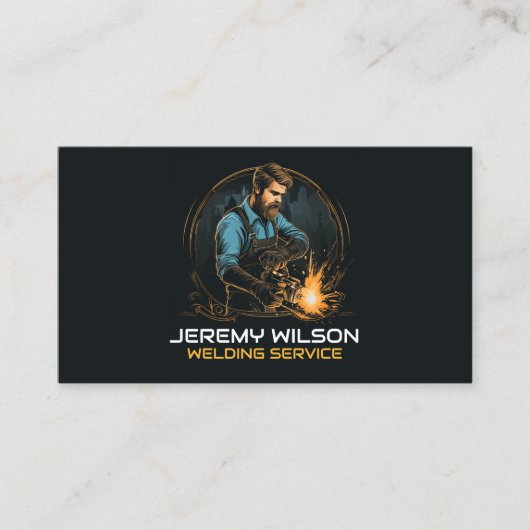 溶接金属溶接サービスのヴィンテージロゴ 名刺 (正面)