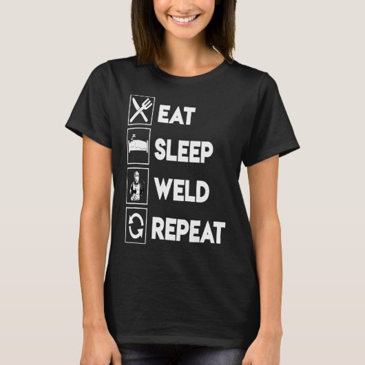 溶接食べおもしろいスリープ溶接Tシャツ Tシャツ (正面)