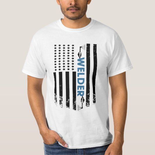 溶接 – アメリカ溶接士旗 Tシャツ (正面)