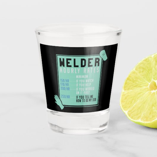 溶接 – 溶接機の時間当り料金 ショットグラス (正面)