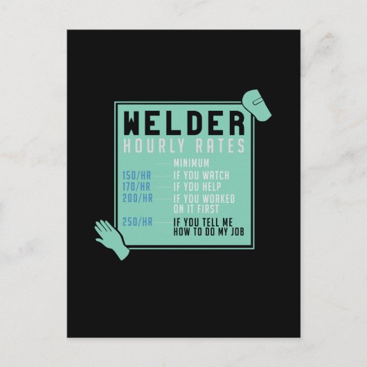 溶接 – 溶接機の時間当り料金 ポストカード (正面)