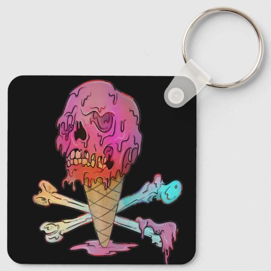 溶融アイスクリーム滴下スカル キーホルダー (裏面)