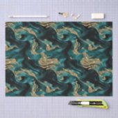 溶融エレガントティール（緑がかった色）及び金ゴールドグリッター誕生日 薄葉紙 (クラフト)