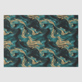 溶融エレガントティール（緑がかった色）及び金ゴールドグリッター誕生日 薄葉紙