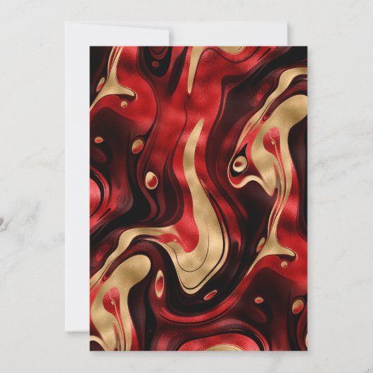 溶融エレガント赤と金箔21歳の誕生日 招待状 (裏面)