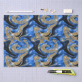 溶融エレガント青および金ゴールドグリッター誕生日 薄葉紙 (クラフト)