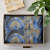 溶融エレガント青および金ゴールドグリッター誕生日 薄葉紙 (ギフト)