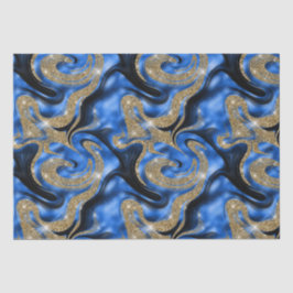 溶融エレガント青および金ゴールドグリッター誕生日 薄葉紙