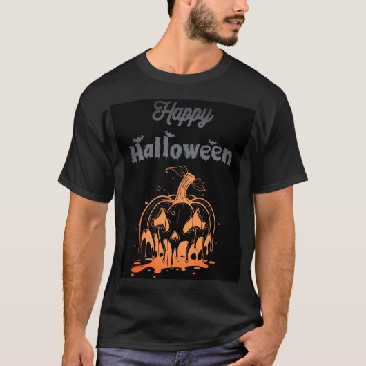 溶融カボチャ顔不気味 – ハロウィーンティー Tシャツ (正面)