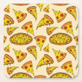 溶融チーズピザパターン スクエアペーパーコースター (正面)