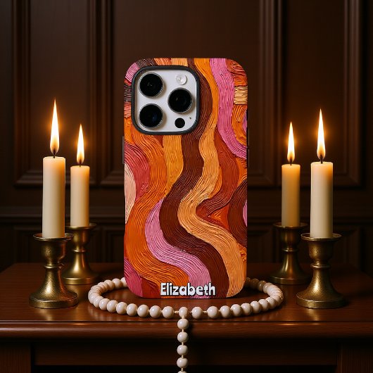 溶融フロー:暖色中の抽象芸術テクスチャ Case-Mate iPhoneケース