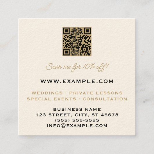 溶融ブラックトレブルクレフ、 音符記号 スクエア名刺 (裏面)