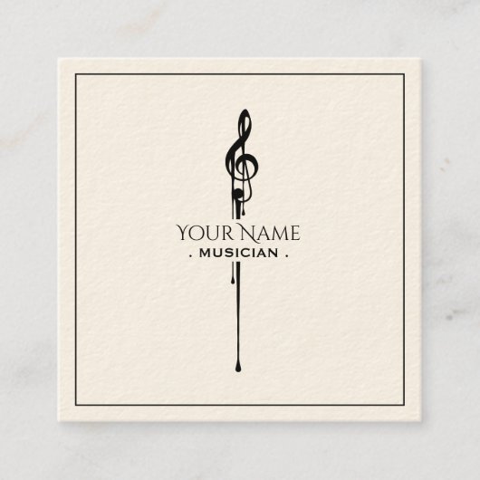 溶融ブラックトレブルクレフ、 音符記号 スクエア名刺 (正面)