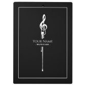 溶融ホワイトトレブルクレフ、 音符記号クラッシーブラック クリップボード (裏面)