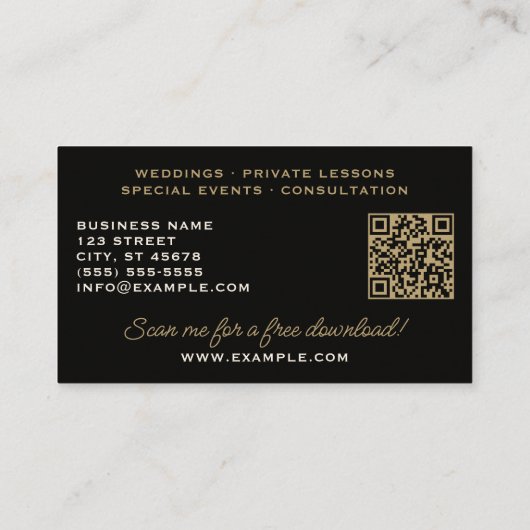 溶融ホワイトトレブルクレフ、 音符記号クラッシーブラック 名刺 (裏面)