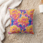 溶融ポップ・アートの菊鮮やかデザイン クッション (ブランケット)