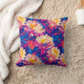 溶融ポップ・アートの菊鮮やかデザイン クッション (ブランケット)