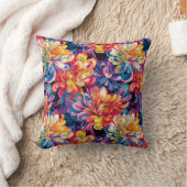 溶融ポップ・アートの菊鮮やかデザイン クッション (ブランケット)