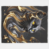 溶融威厳のある金ゴールド猫フリースブランケット フリースブランケット (正面(横))