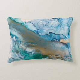 溶融氷河アルコールインク絵を描抽象芸術 アクセントクッション