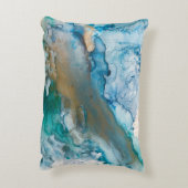 溶融氷河アルコールインク絵を描抽象芸術 アクセントクッション (裏面(縦))