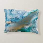 溶融氷河アルコールインク絵を描抽象芸術 アクセントクッション (裏面)