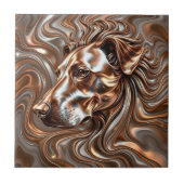 溶融液体金属青銅及び銀製ドッグヘッド タイル (正面)