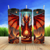 溶融火山の上の燃えるような竜 タンブラー