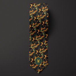 溶融緑と金ゴールド抽象芸術 ネクタイ