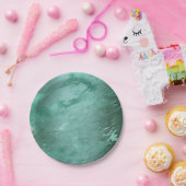 溶融翡翠 |エメラルドグリーンラグジュアリーマーブル ペーパープレート (パーティー)