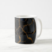 溶融金ゴールドの静脈で磨かれた黒曜石の球体 コーヒーマグカップ (正面右)