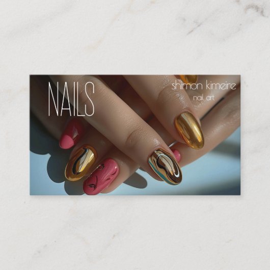 溶融金ゴールドトレンディーネイルアート 名刺 (正面)