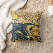 溶融金ゴールド絵画抽象芸術 最高の|  コンテンポラリー クッション (ブランケット)