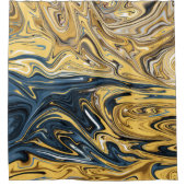 溶融金ゴールド絵画抽象芸術 最高の|  コンテンポラリー シャワーカーテン (正面)